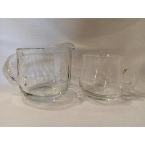 Set of 2 Clear‎ Glass Creamers in Amazing Shape 3 1/4" and 3 1/8" (3b1)